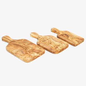 Olive Wood cutting board with handle set of 3