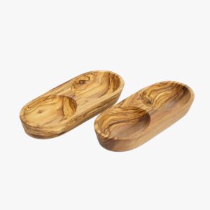 Olive Wood double dish boat