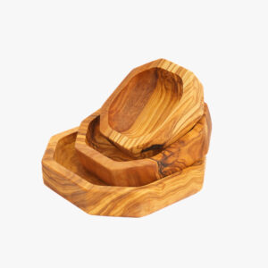 Olive Wood heptagon dish set of 3