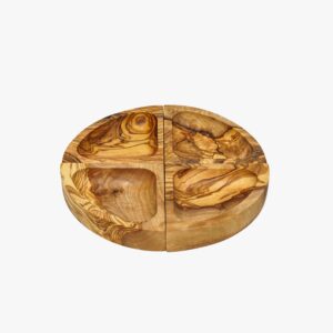 Olive Wood four-compartement round dish
