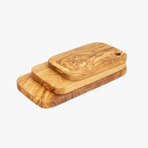 Olive Wood rectangular cutting board with hole set of 3