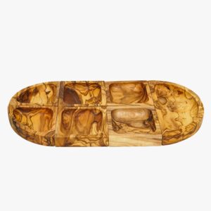 Olive Wood 7 compartement oval dish