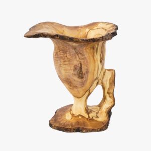 Olive Wood rustic vase with handle