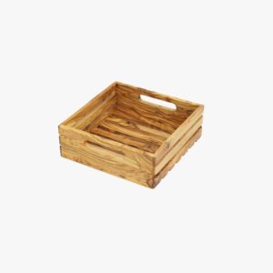 Olive Wood square fruit- bread crate