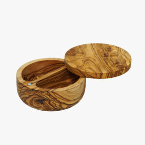 Olive Wood double section round pot with magnet
