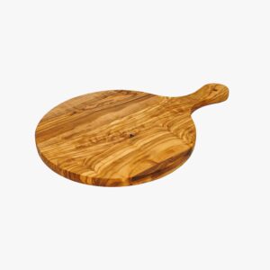 Olive Wood round pizza board with handle