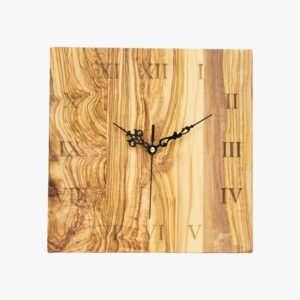 Olive Wood square wall clock