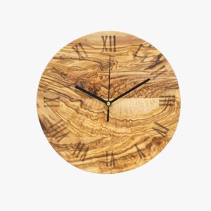 Olive Wood round wall clock