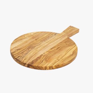 Olive Wood round pizza board with handle