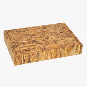 Olive Wood rectangular glued end-grain board with juice groove