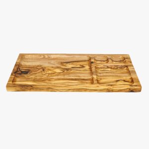 Olive Wood rectangular 4 section serving platter
