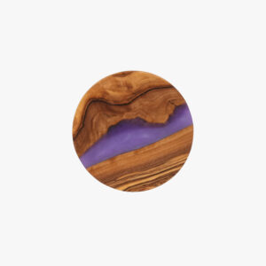 Olive Wood Round coaster with Purple Resin