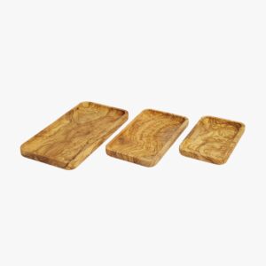 Olive wood Rectangular Serving Tray set of 3