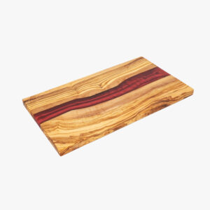 Olive Wood Cutting Board with Red Resin