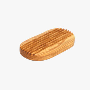 Olive wood oval soap desh with ridges
